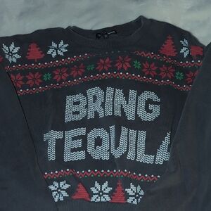 Festive Gray Sweater with Holiday Design Fashion Nova